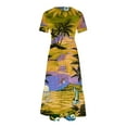 thumbnail image 4 of Midsumdr Womens Dresses Fashionable Short Sleeve Round-Neck Loose Summer Dress Floral Printed Boho Plus Size Swing Maxi Dress, 4 of 5