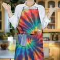 thumbnail image 3 of Colorful Rainbow Tie Dye Spiral Pattern Apron-Garden Aprons for Women with Pockets-Cotton Linen Waterproof Kitchen Cooking Gardening Aprons Adjustable for Kitchen,Cooking,BBQ and Salon 33x27 Inch, 3 of 3