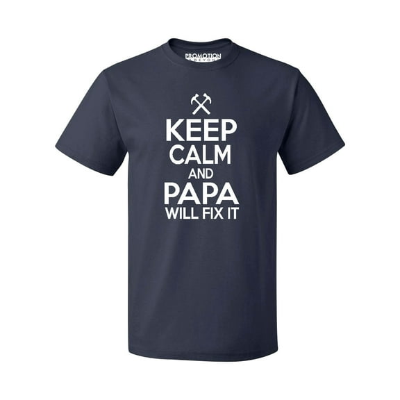 P&B KEEP CALM PAPA WILL FIX IT Men's T-shirt, Navy, 3XL