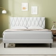 thumbnail image 1 of Full Bed Frame, Full Size Platform Bed With Fabric Upholstered Headboard, White, 1 of 5