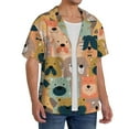 thumbnail image 2 of Balery Colorful Dogs Camisa Casual de Manga Corta con Botones para Hombre, Texturizada, Estilo Cubano, para Playa, Verano-Large, 2 of 5