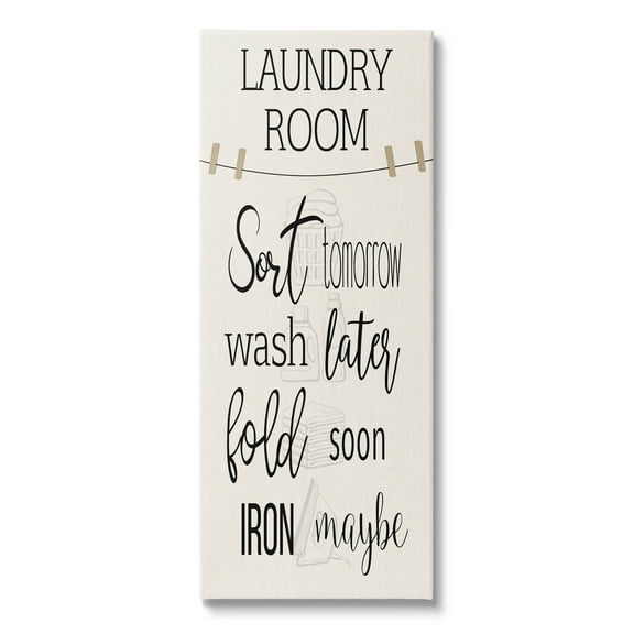 Laundry Room List Clothesline Typography Graphic Art Gallery Wrapped Canvas Print Wall Art