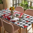 thumbnail image 3 of Valentine's Day Table Cloths for 3 Foot Rectangle Tables, Red Gnomes Love Checkered Buffalo Patio Waterproof Elastic Fitted Tablecloths, Washable Rectangular Table Cover for Camping, 3 of 8