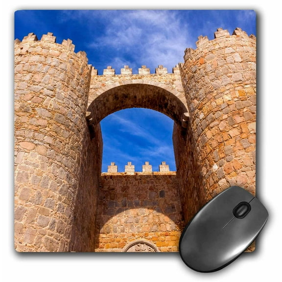 3dRose, Looking up at the Gate Alcazar, Avila, Castile, Spain, MousePad