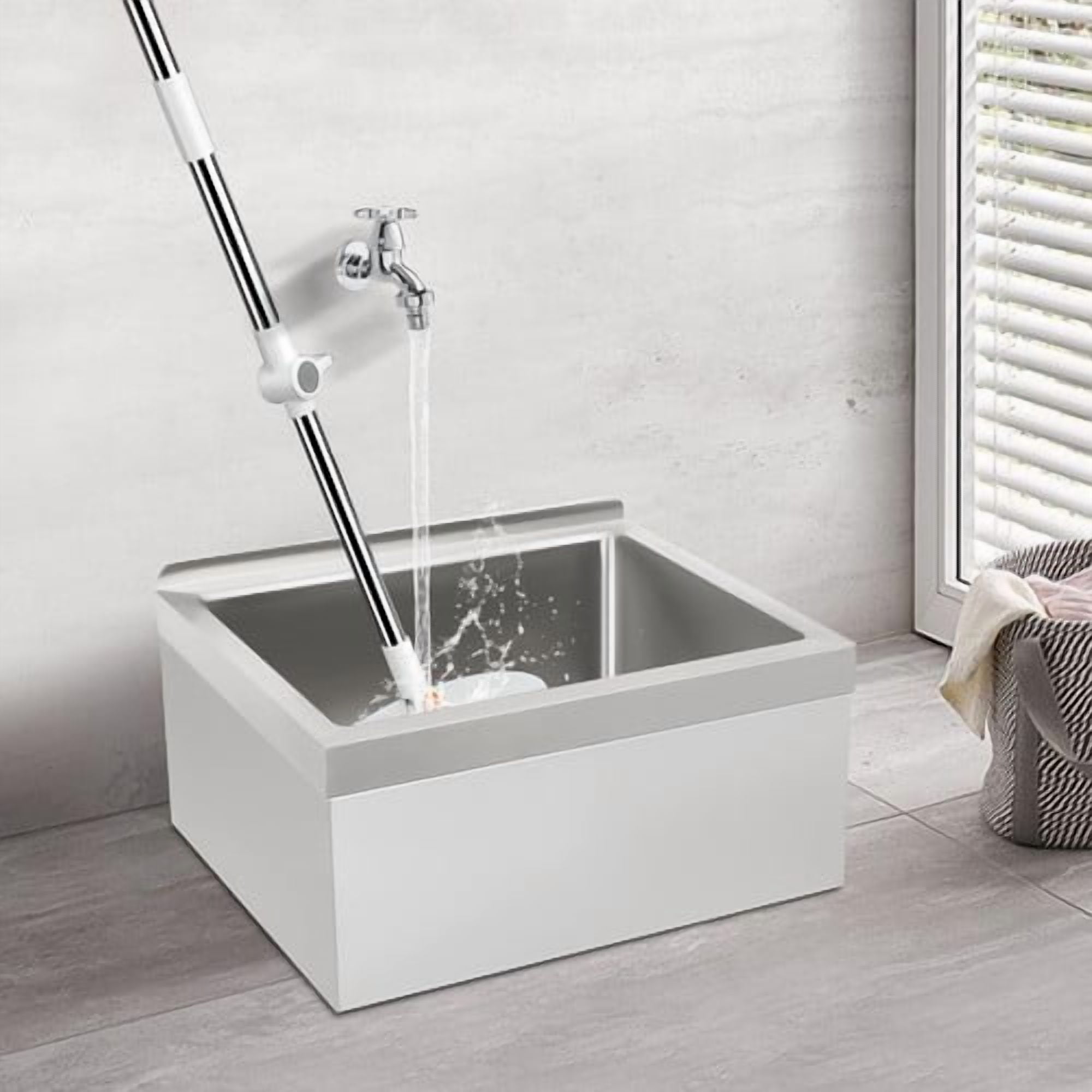 Commercial Mop Sink, 22" X 19" X 12" 304 Stainless Steel Wall-mounted Utility Sink with Drain Basket, Single Bowl Mop Sinks for Home, Restaurant, Hotel, Bar, Cafe, Kitchen, Laundry Room Etc