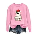 thumbnail image 2 of Craaazy Christmas Trees With Lights Printed Shirts For Women Long Sleeve Crew Neck Santa Xmas Printed Sweatshirts Gifts For Women, 2 of 4