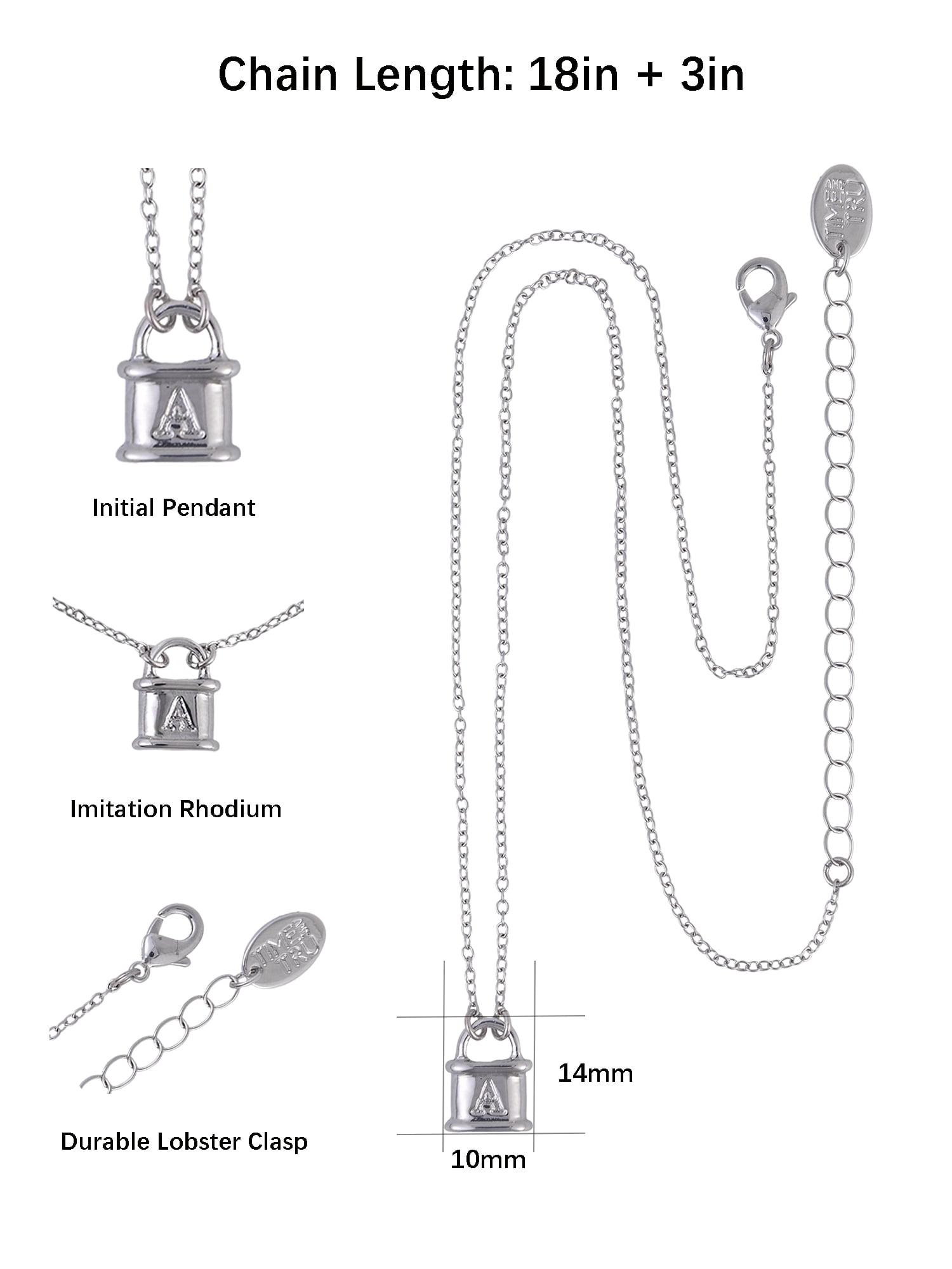 Time and Tru Silvertone Padlock Initial "A" Necklace