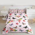 thumbnail image 2 of Homewish Rustic Boho Butterfly Full Size Comforter Sets,Romantic Pink Rose Bedding Comforter Set,Country Floral Bedding Sets For Girls Kids,Super Cozy Room Decor Reversible,3-Piece, 2 of 8