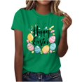 thumbnail image 1 of Mujeres de Manga Corta Tops Casual Nuevo Cuello Redondo Pascua, Ligera Camiseta de Poliéster Spandex, 1 of 4