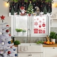 thumbnail image 5 of Black Christmas Curtain Valances for Windows, Kitchen Valance Window Treatments Panel 2 Pack, Gnomes Xmas Tree Snowflake Winter Gifts Rod Pocket Short Curtains for Bathroom Bedroom 54 x 18 Inch, 5 of 8
