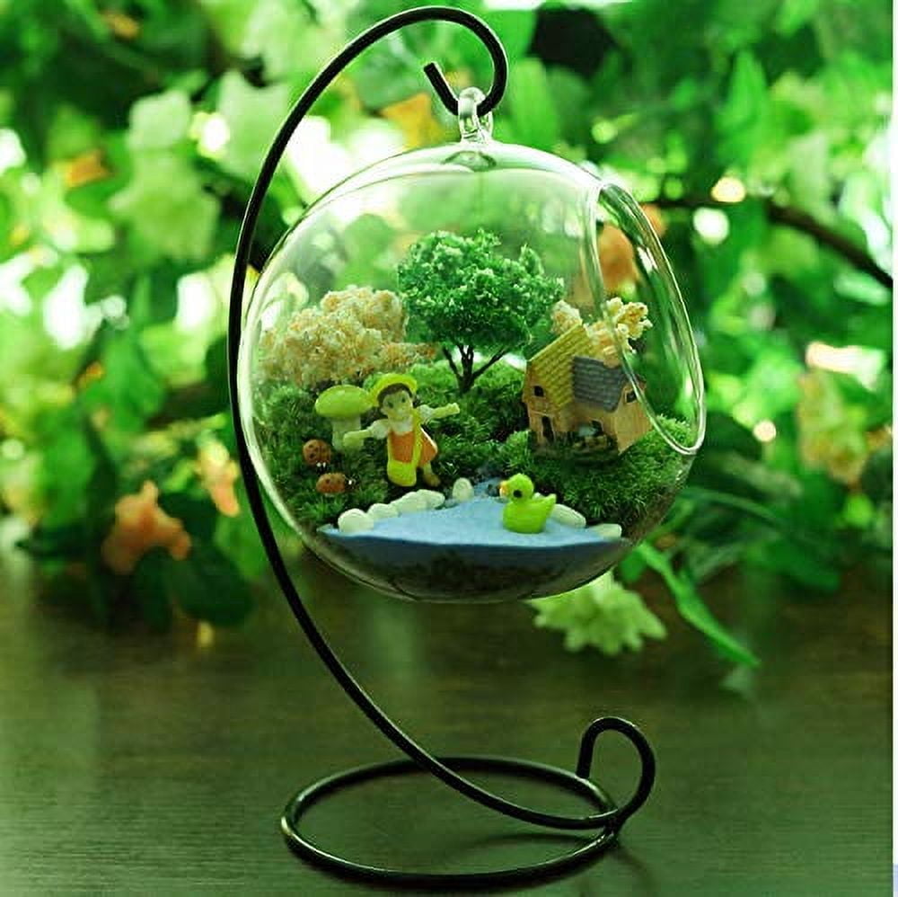 ReedCA 10 Pack Ornament Display Stand Holder, 9 Inch Tall Iron Hanging Rack Glass Ball Ornament Holder Stand for Hanging Globe Air Plant Terrarium Christmas Wedding Home Party Craft (Black, 10 Pack)