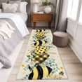 thumbnail image 4 of Bee Love 2'x6' Runner Rugs for Hallway Kitchen Bedside Non Slip Washable, Daisy Eucalyptus Leaves Linen Rustic Beige Entryway Rug Runners with Rubber Backing, Long Carpet Runner for Laundry Room, 4 of 8