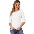 thumbnail image 1 of CamiseAjustaCon Cuello Redondo Y Mangas Al Codo PaMujer blanco XS, 1 of 6