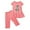 Pink, variant on Zwiiyzr 1-10 Years Little & Big Girl Summer Outfits Dinosaurs Ruffle Short Sleeved Flutter Sleeve Elastic Waist Cropped Pants Daisy 2Pcs Clothing Set Hot Pink