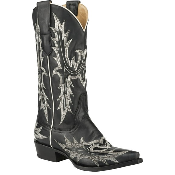 Stetson Women's Tina Flame Pita Embroidery Western Boot Snip Toe - 12-021-6105-1003 BL 7 M US