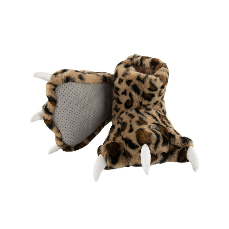 LazyOne Animal Paw Slippers Leopard Child and Adult Unisex Furry