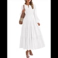 thumbnail image 3 of Vestido de Otoño Informal para Mujer, de Larga, Cuello en V, Cintura Elástica, Ligero, para Invitadas de Boda, con Bolsillos M, 3 of 10