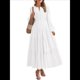 thumbnail image 3 of Vestido de Otoño Informal para Mujer, de Larga, Cuello en V, Cintura Elástica, Ligero, para Invitadas de Boda, con Bolsillos L, 3 of 10