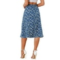 thumbnail image 3 of Faldas Midi Chic para Mujeres Inspire, Faldas A-Line de Cintura Elástica con Estampado Floral Ditsy, Azul XL, 3 of 6