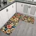 thumbnail image 2 of Pioneer Flower Floral Print Pattern Kitchen Rugs Sets Of 2,Anti Fatigue Kitchen Mat Rugs Non Slip Washable,Decorative Kitchen Floor Mats for Kitchen,Sink,Laundry,17"x30"+17"x47", 2 of 7