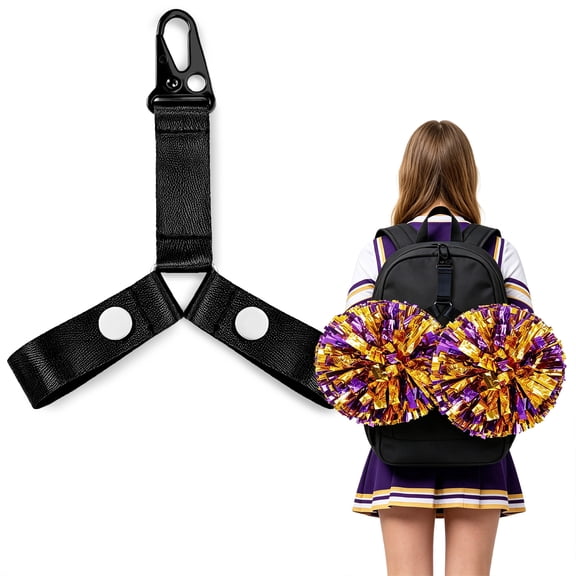 AGALI Pom Pom Holder Hanger for Backpack, Cheerleader Bag Strap Accessory, Clip-On Cheer Pom Carrier for Game Day, Practice & Travel, Durable Snap Design Holds 2 Poms (Pompoms Not Included)