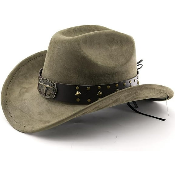 Cowboy Hat for Women Men with Shapeable Wide Brim Western Suede Hat for Cowboys and Cowgirls