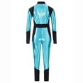 thumbnail image 4 of iiniim Girls Alien Robot Dance Outfit Metallic Long Sleeve Zip Neck Jumpsuit Sky Blue 10, 4 of 6