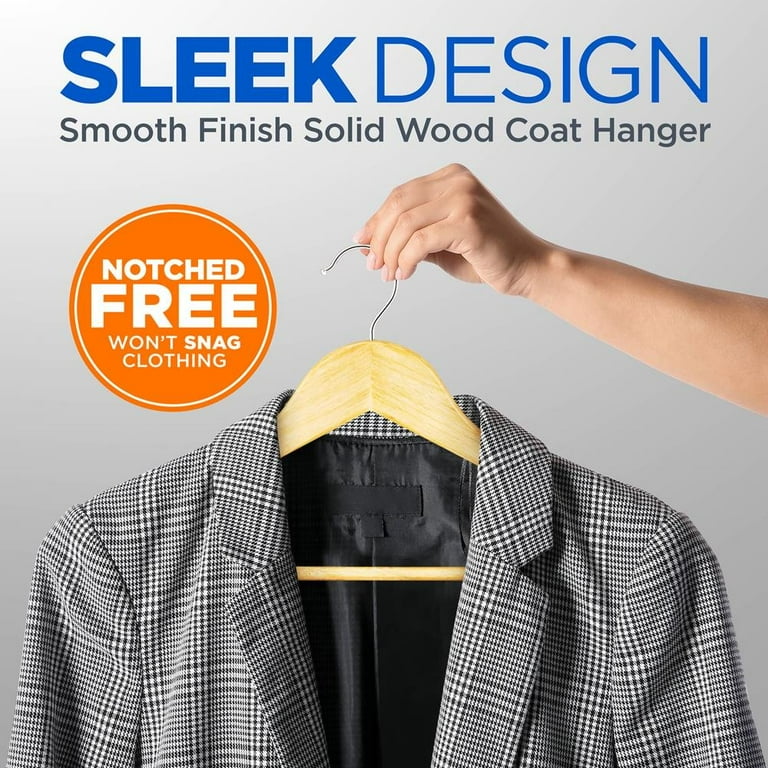 Wooden Suit Hangers Solid Wood Coat Hangers Heavy Duty, Smooth