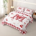 thumbnail image 3 of jejeloiu Ribbon Bow Twin Quilt Set For Girls,Red 3D Cartoon Initial Letter M Twin Coverlet Set For Kids,2 Pieces, 3 of 7