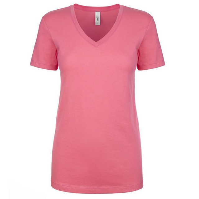 Next Level - Camiseta modelo Ideal con escote de pico para mujer (Rosa chillón)