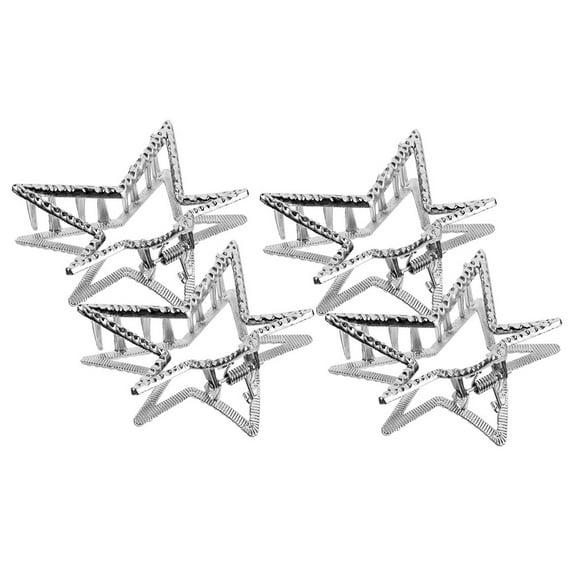 Supvox 4Pcs Silver Star Hair Clips Small Decorative Metal Claw Clips for Wedding and Prom