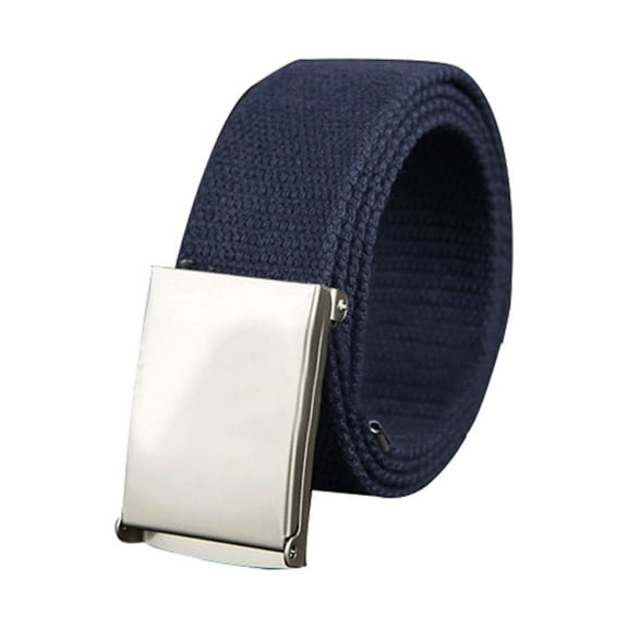 INSPIRE CHIC Unisex Canvas No Holes Slide Buckle Adjustable Waist Belt Navy Blue 24-34