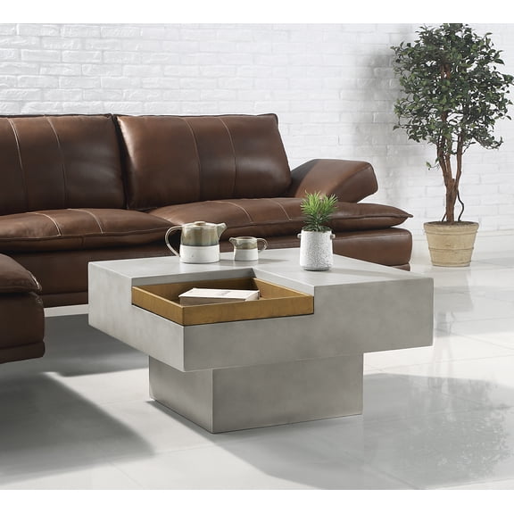 Miekor Furniture Kailano Weathered Gray Finish Coffee Table 6341
