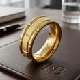 thumbnail image 3 of Flydeer Men Wedding Band Titanium Steel 8mm Yellow Men Rings Promise Rings for Men Size 11, 3 of 5
