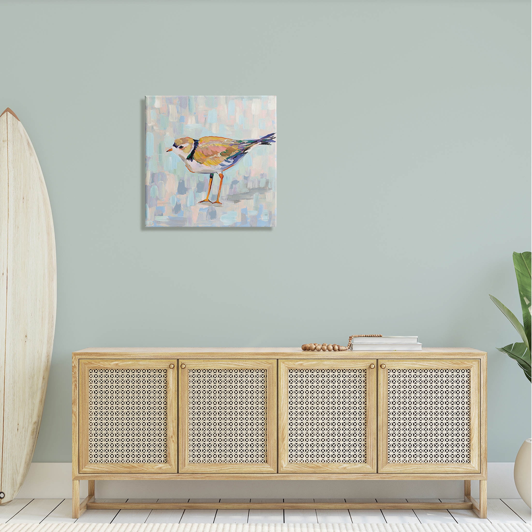 Stupell Industries Coastal Plover Abstract Patchwork Bird Painting Gallery Wrapped Canvas Print Wall Art, Design by Jeanette Vertentes
