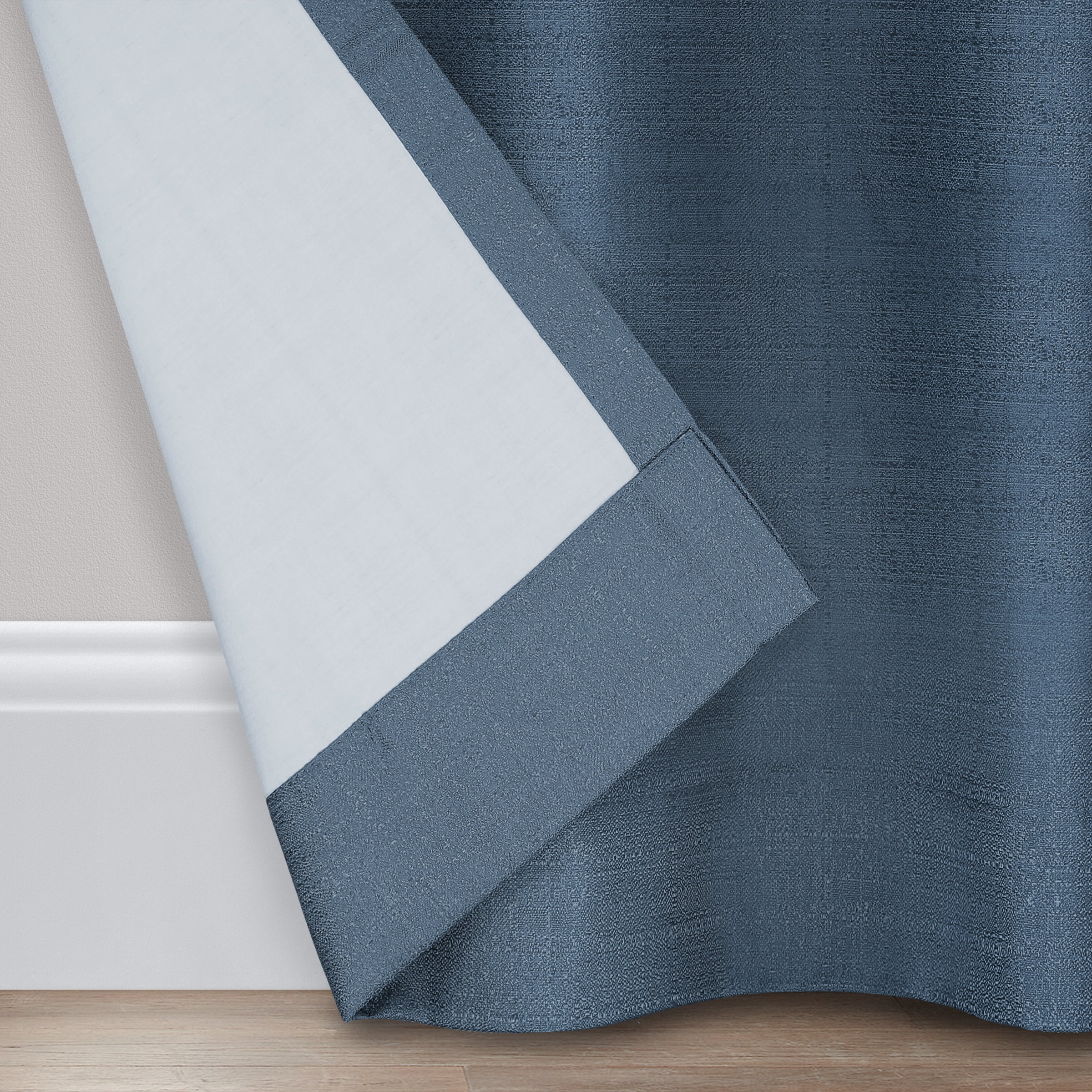 Eclipse Samara Solid Blackout Curtains, Single Curtain Panel, 54 Inch Long Blackout Curtains, 42" W x 54" L, Stone Blue