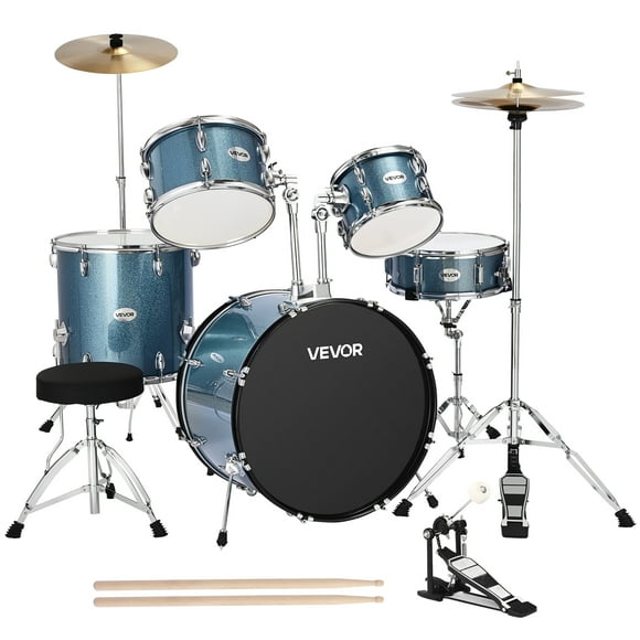VEVOR Ensemble de Batterie 5 Pcs Ensemble de Batterie pour Débutant avec Grosse Caisse de 22 Po (Bleu Gravier)