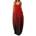 thumbnail image 1 of B91xZ Printemps Robes pour les Femmes Casual Manches V Cou Point Plissé une Ligne Fluide Robes, Vin, 1 of 5