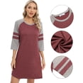 thumbnail image 2 of Women 3/4 Sleeve Sleeve Nightgown Loose Fit Sleepshirt Spring Fall Sunmer Calf-Length Soft House Dress Round Neck Comfy Sleepwear Loungewear, Red S-3XL, 2 of 9