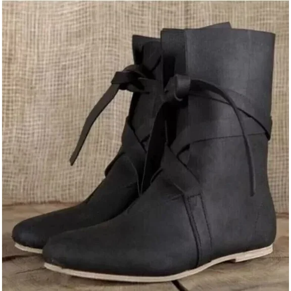 Late medieval boots Leather Medieval Larp Shoes SCA LARP Brown Size - 42