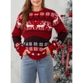 thumbnail image 4 of Elippeo Unisex Christmas Couple Sweater Long Sleeve Round Neck Reindeer Print Knitted Jumpers Matching Christmas Sweaters Knitwear Tops, 4 of 10