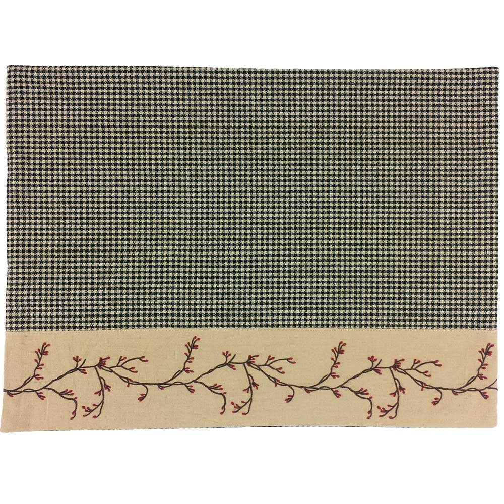 Berry Vine Gingham Check Placemats Black (Set of 6) by Raghu