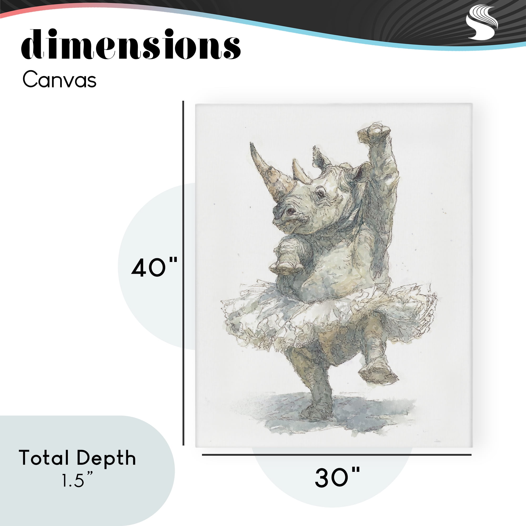 Ballet Rhino Tutu Canvas Wall Art, design by Ziwei Li