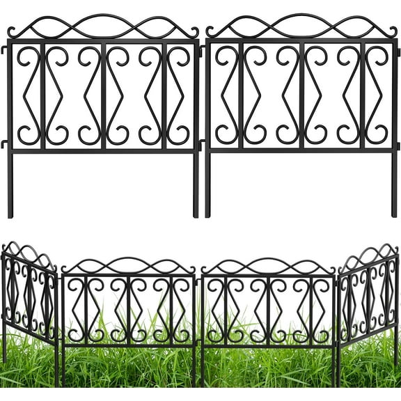 enshijinzi 5 Panels Decorative Garden Fences and Borders for Dogs 32in(H)×10ft(L) No Dig Metal Fence Panel Garden Edging Border Fence for Animal Barrier Fencing for Flower Bed Yard Patio