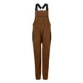 thumbnail image 4 of Women's Overalls Loose Fit Comfy Winter Jumpsuit Cozy Soft Sherpa Lined Adjustable Straps Fuzzy Overalls with Pocket Khaki 2XL, 4 of 6