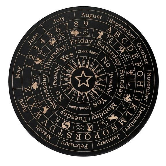 Wood Pendulum Board Dowsing Divination Board for Witchcraft Wiccan Altar Supplies Flat Round Constellation 150x3mm