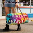 thumbnail image 3 of Hippie Van Quilted Duffle Bag, Boho Retro Style Embroidered Patterned Quilted Duffle Bag With Comfortable Handles, Multi-Functional Short Trip Carryall For Travel Camping Picnics 16X8X8 Inch, 3 of 5