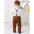 thumbnail image 6 of Baby Boy Clothes Gentleman Outfit Suits Bowtie Romper Shirts Suspender Pants Hat Bowtie 0-18M 4pcs, 6 of 18