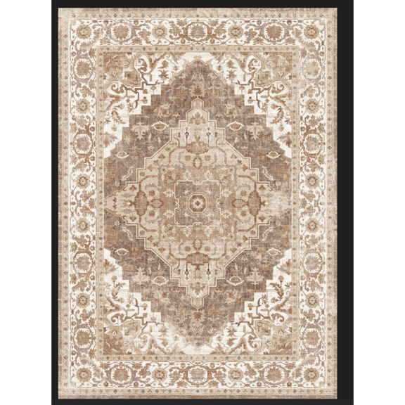 Yesfashion Carpets Area Rugs Washable 1150Gsm Velvet Pearl Velvet Washed Back Folding Simulation Printed Carpet Xm-Persian-Late Italian Manxi Beige color 8*10ft