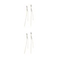 thumbnail image 3 of Qarigey Pendientes Borla larga Zircon Pendientes Decoración de la boda Mujeres diario Oro Oro 2piezas, 3 of 6